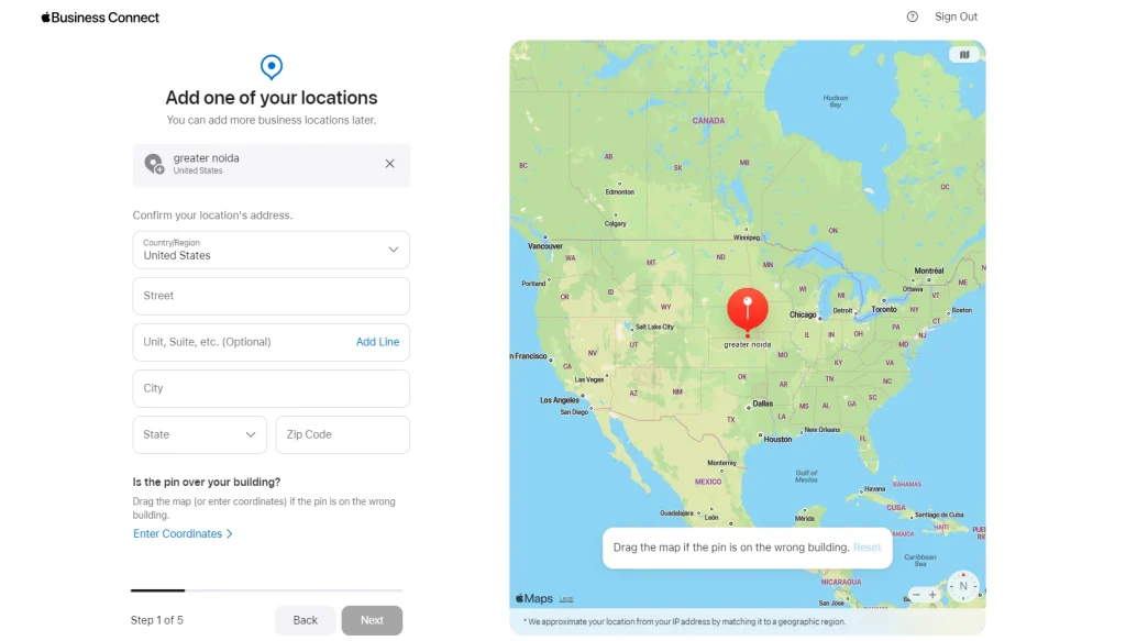 add business location on apple business connect
