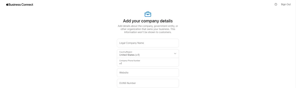 add company details in apple business connect 