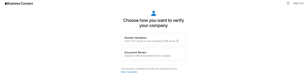 apple business connect verification options